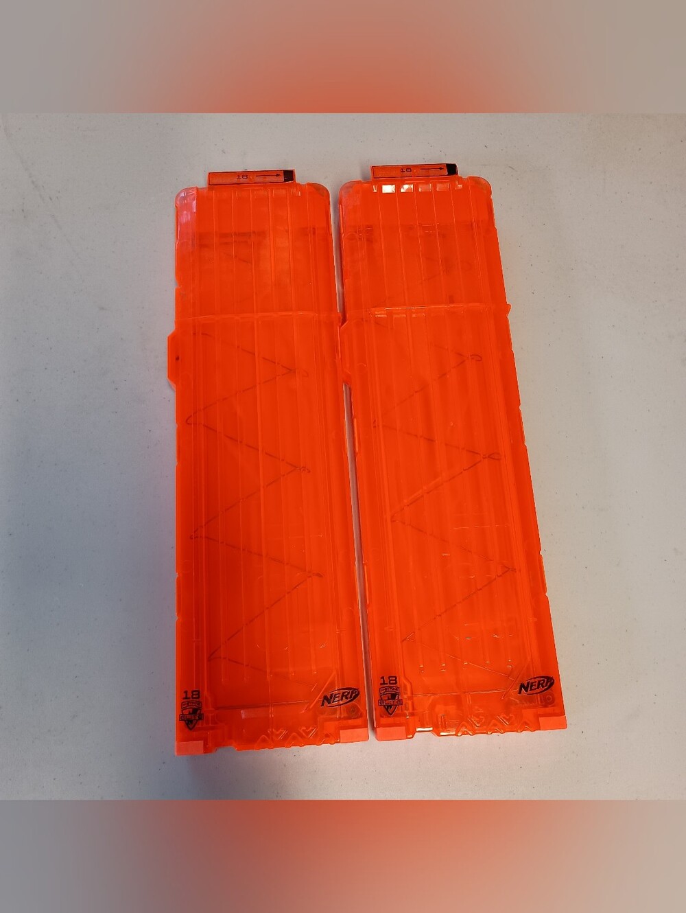 Nerf N Strike Elite 18 Dart Magazine Clip Translucent Orange Extra Ammo - 2 Pack